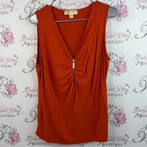 Michael Kors tank top orange Sleeveless Tank Top gold zipper detail